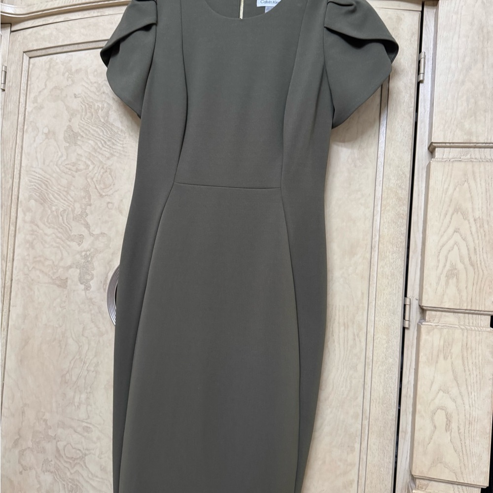 Calvin Klein Sophisticated Midi Dress in Olive